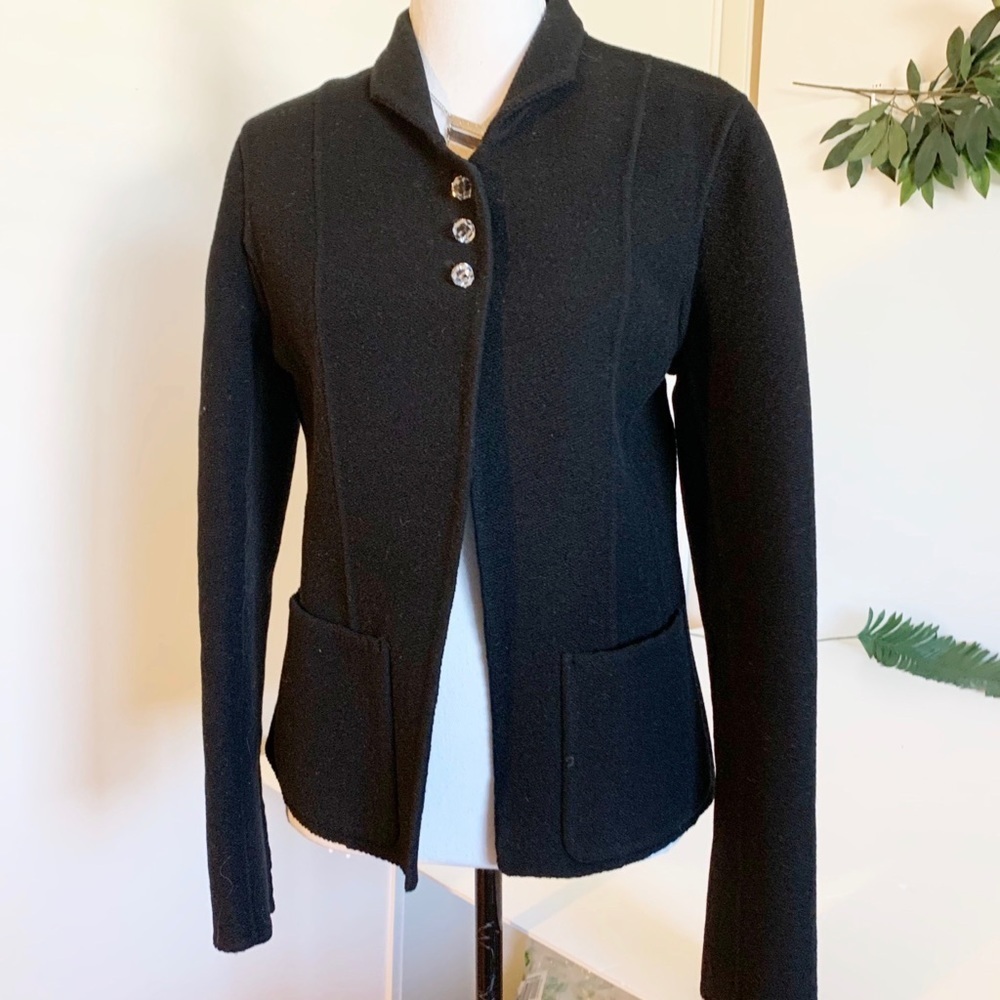 Anne KleinWool Crystal Black button Split Sleeve Jacket - Picture 2 of 6